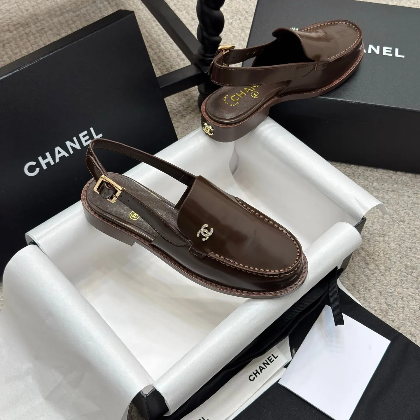 CC 25C Slingback Loafer Chocolate Patent Leather