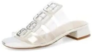 Cecelia New York Lexington Nude Multi Buckle Straps Open Toe Heel Slide Sandals
