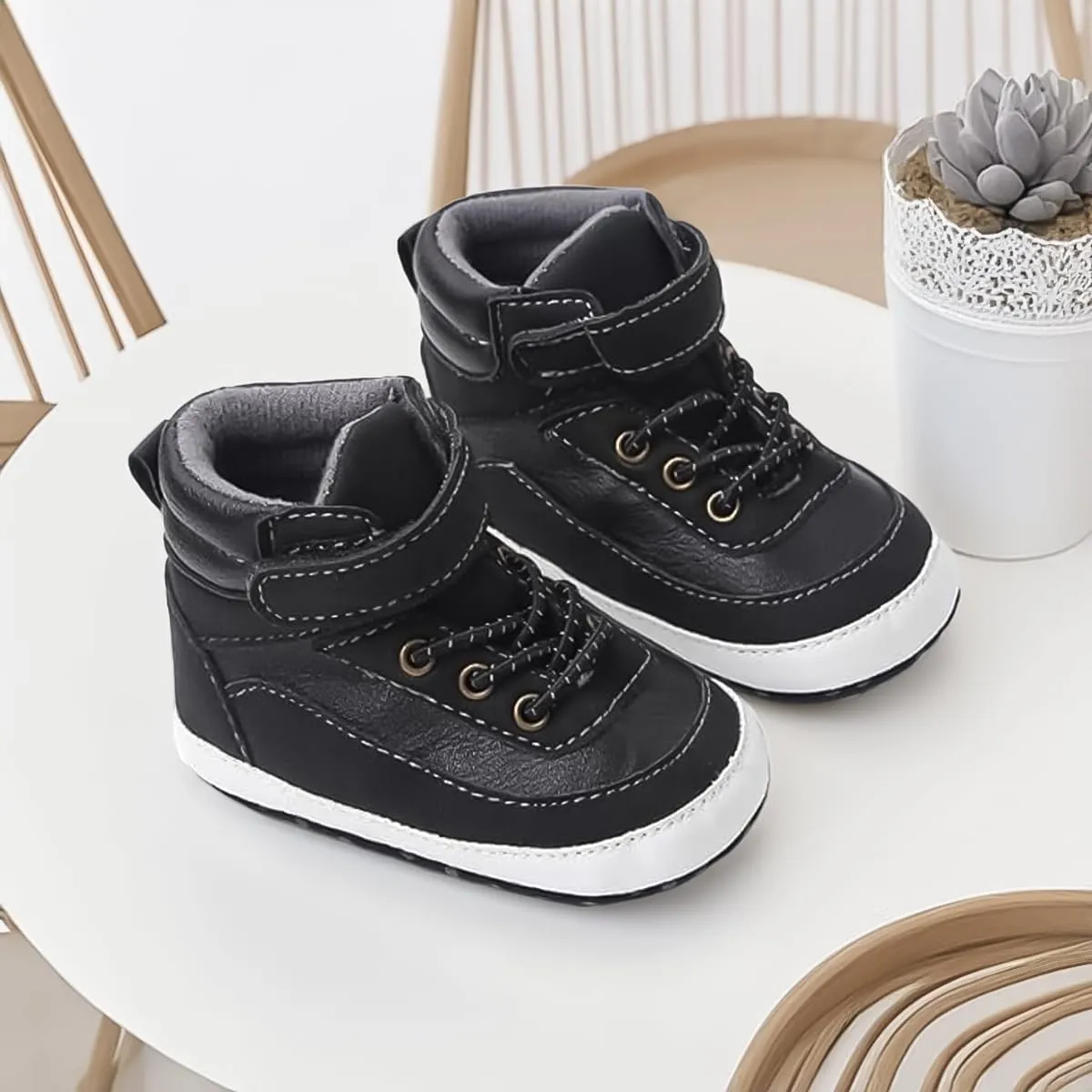 CENCIRILY Baby Boys Girls High Top Sneakers Soft Soles Anti Skid Infant Ankle Shoes Toddler Prewalker First Walking Crib Shoes