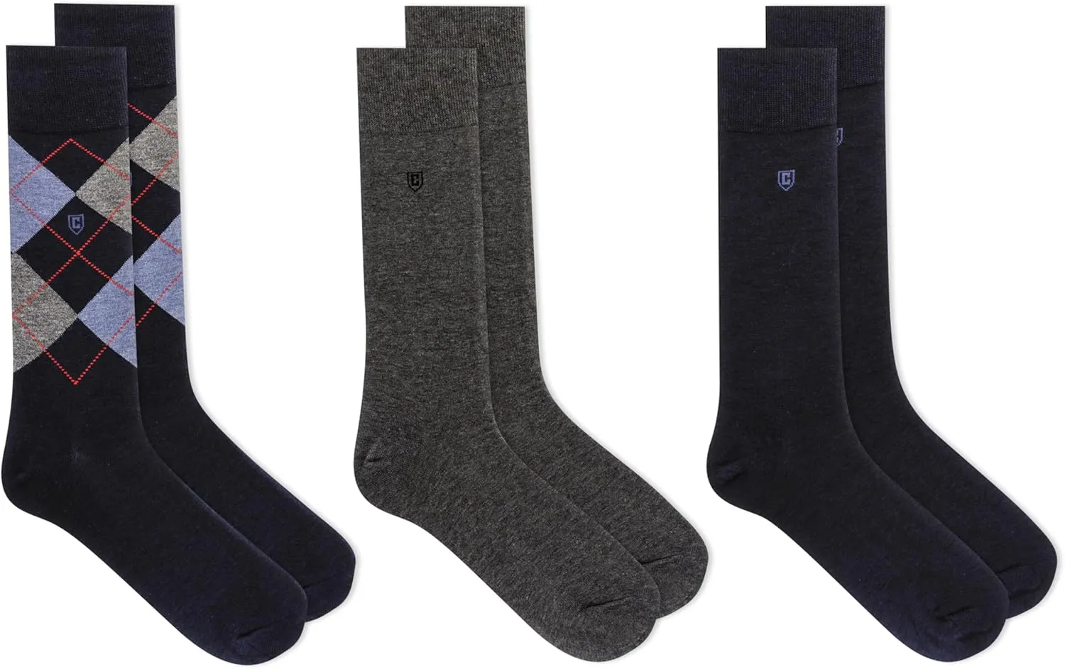 Chaps Men's Soft Argyle Dress Crew Socks-3 Pair Pack-Reinforced Heel and Toe