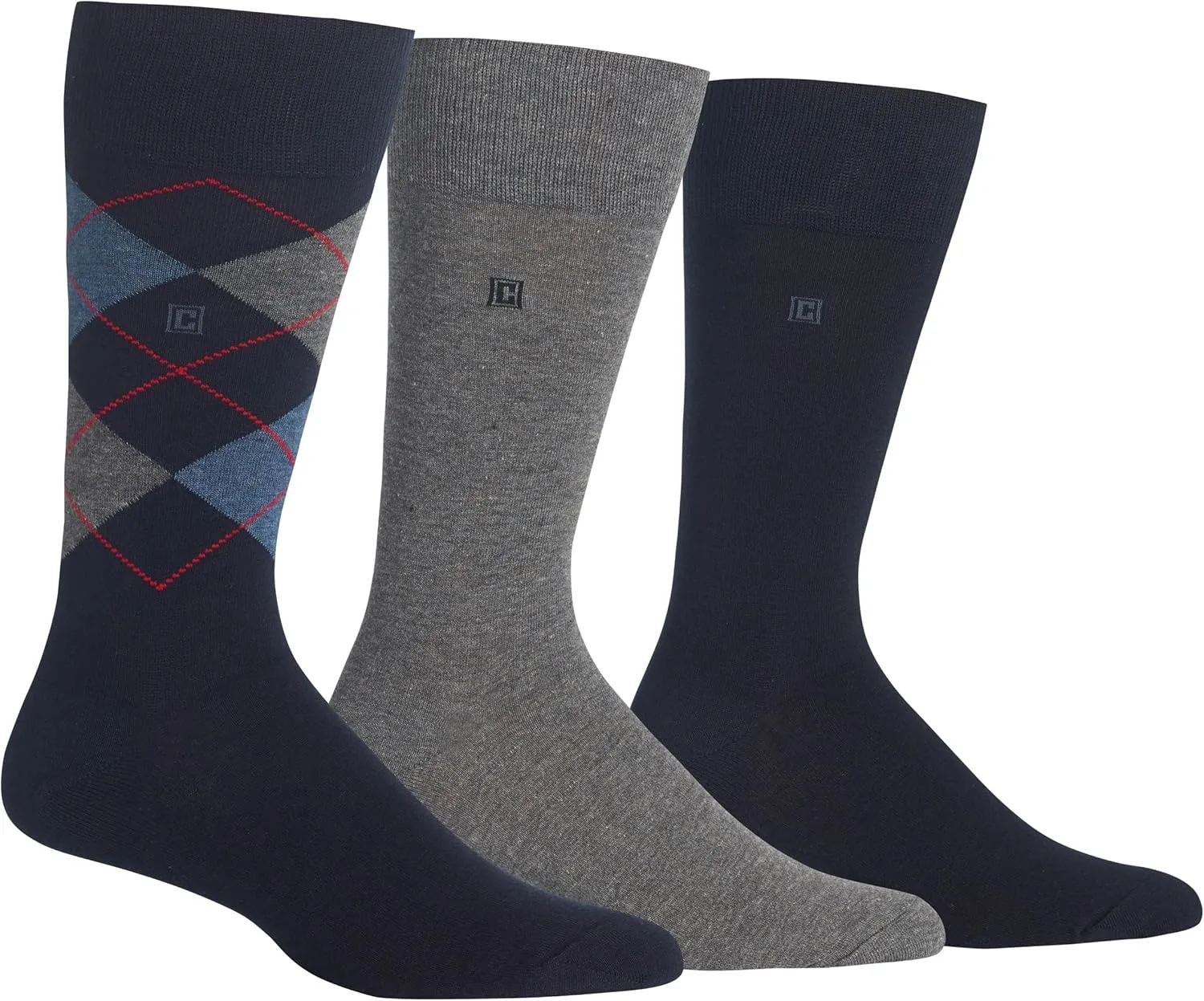 Chaps Men's Soft Argyle Dress Crew Socks-3 Pair Pack-Reinforced Heel and Toe