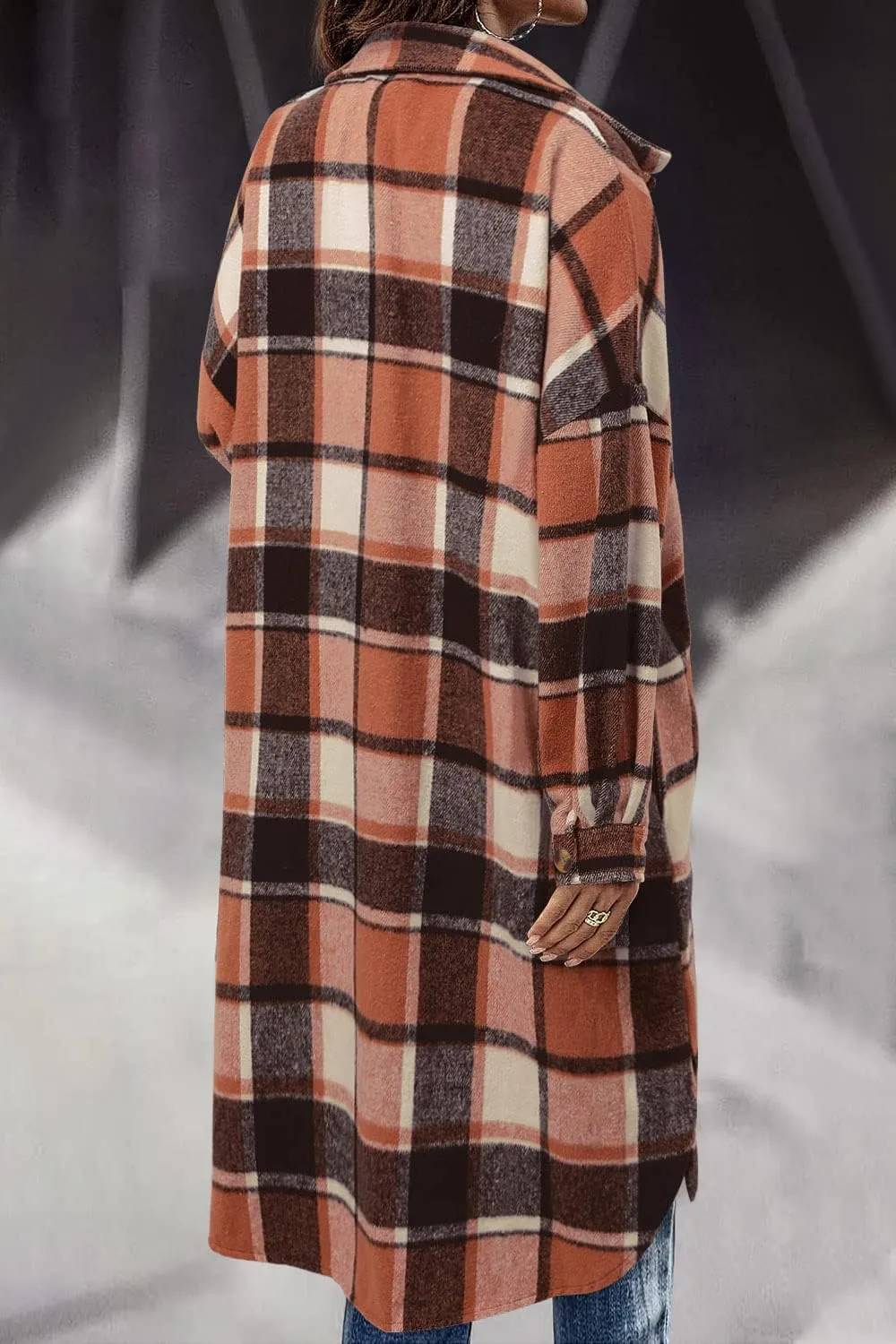 CHICZONE Womens Plaid Shacket Jacket Long Corduroy Shirt Casual Lapel Button Down Flannel Trench Coats