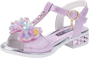 Children Shoes Diamond Butterfly Sandals Summer Fashion Thick Soles Open Toe Student Dance Princess Shoes
