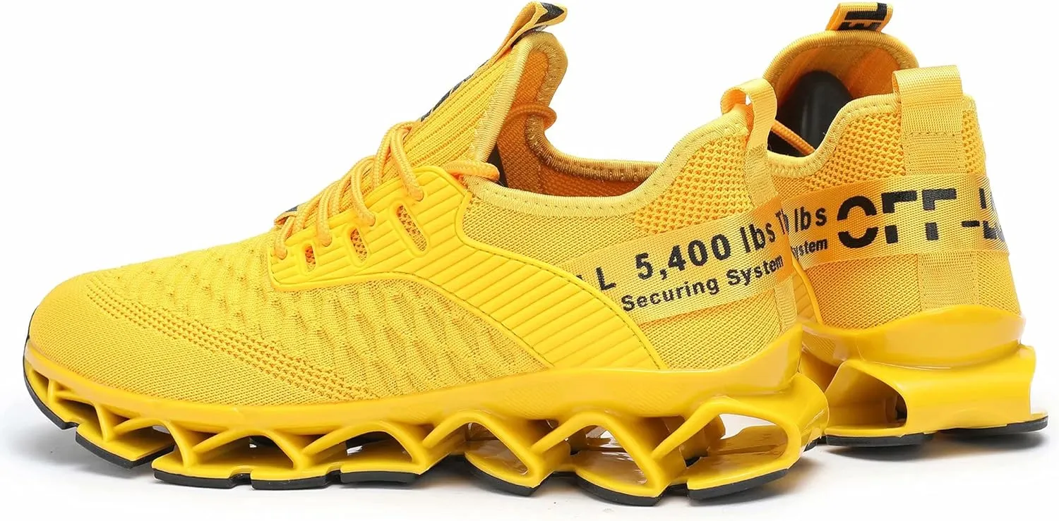 Chopben Men's Running Shoes Blade Non Slip Fashion Sneakers Breathable Mesh Soft Sole Casual Athletic Walking Shoes
