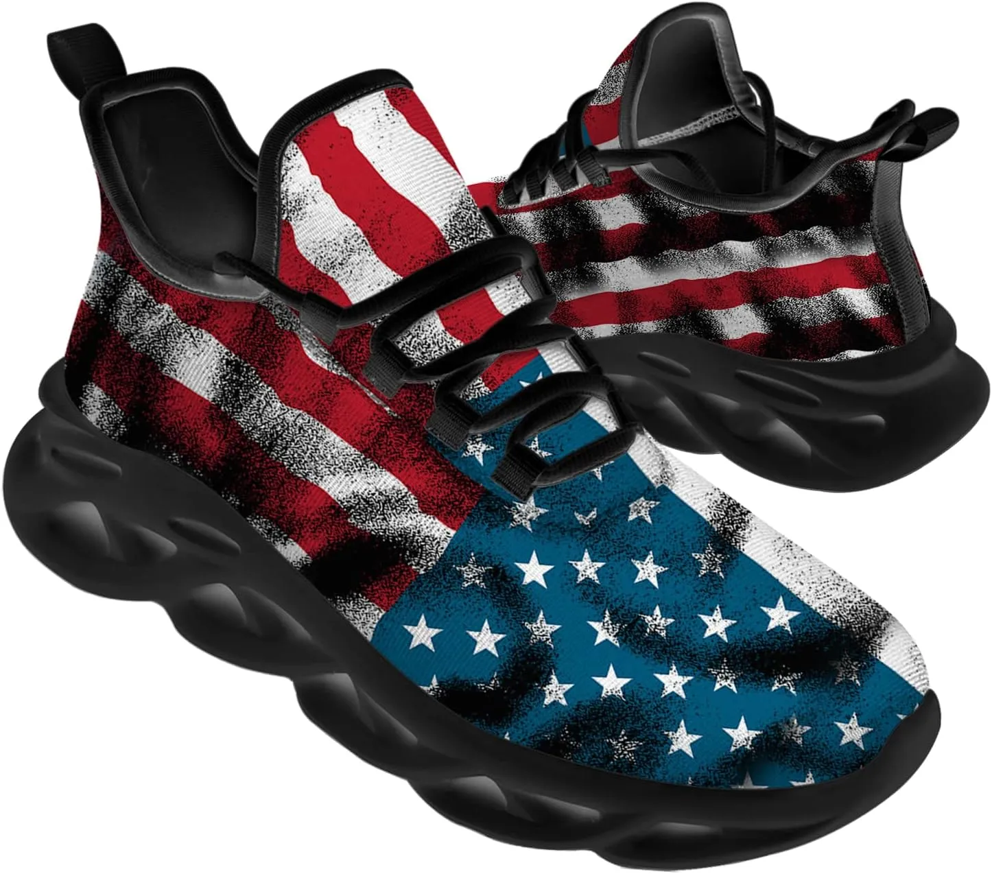 Ciadoon American Flag Shoes for Men Women Running Shoes Sport Walking Tennis Sneakers Athletic Shoes Gifts for Boy Girl
