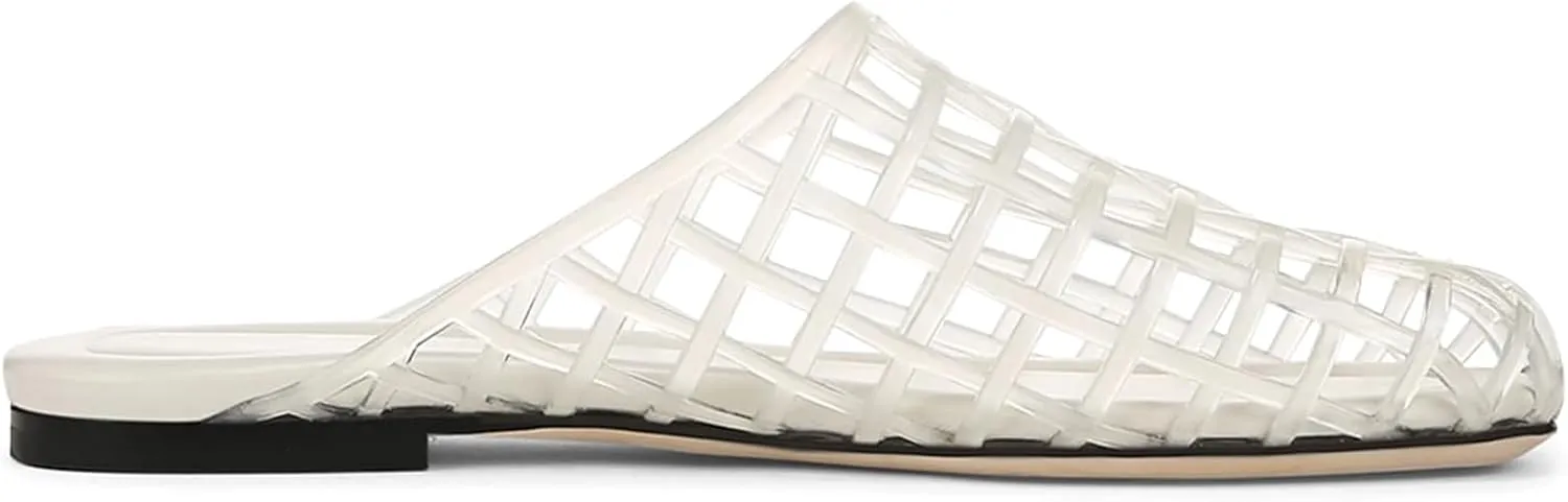 Clear Jelly Shoes for Women Slip on Jelly Mesh Slides Sandals Comfortable Closed Toe Jelly Flats Sandals Jelly Summer Beach Sandals.