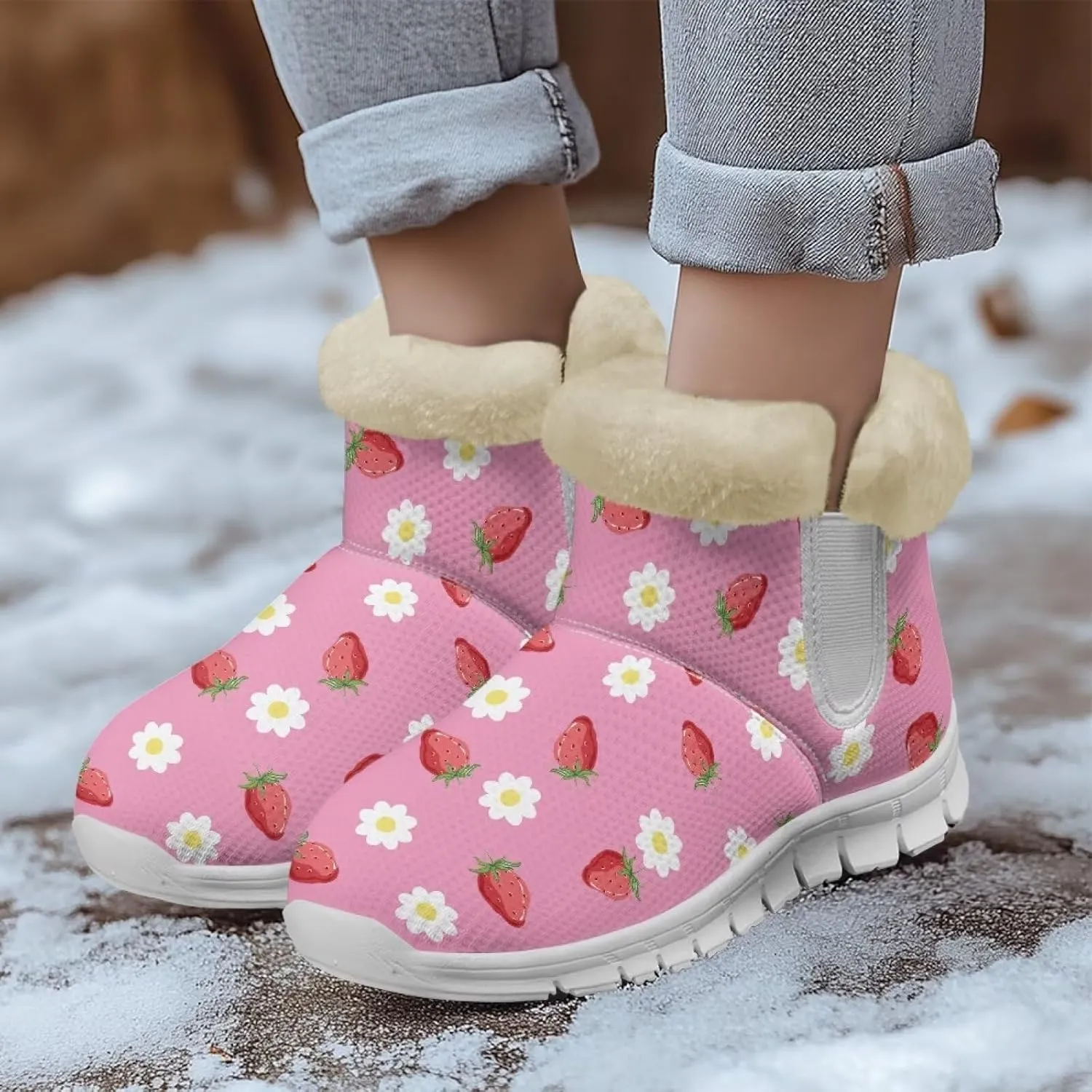 Coloranimal Winter Boots for Women Snow Boots Womens Ankle Boots Warm Fur Lined Winter Shoes Warm Booties Fashion Snow Shoes