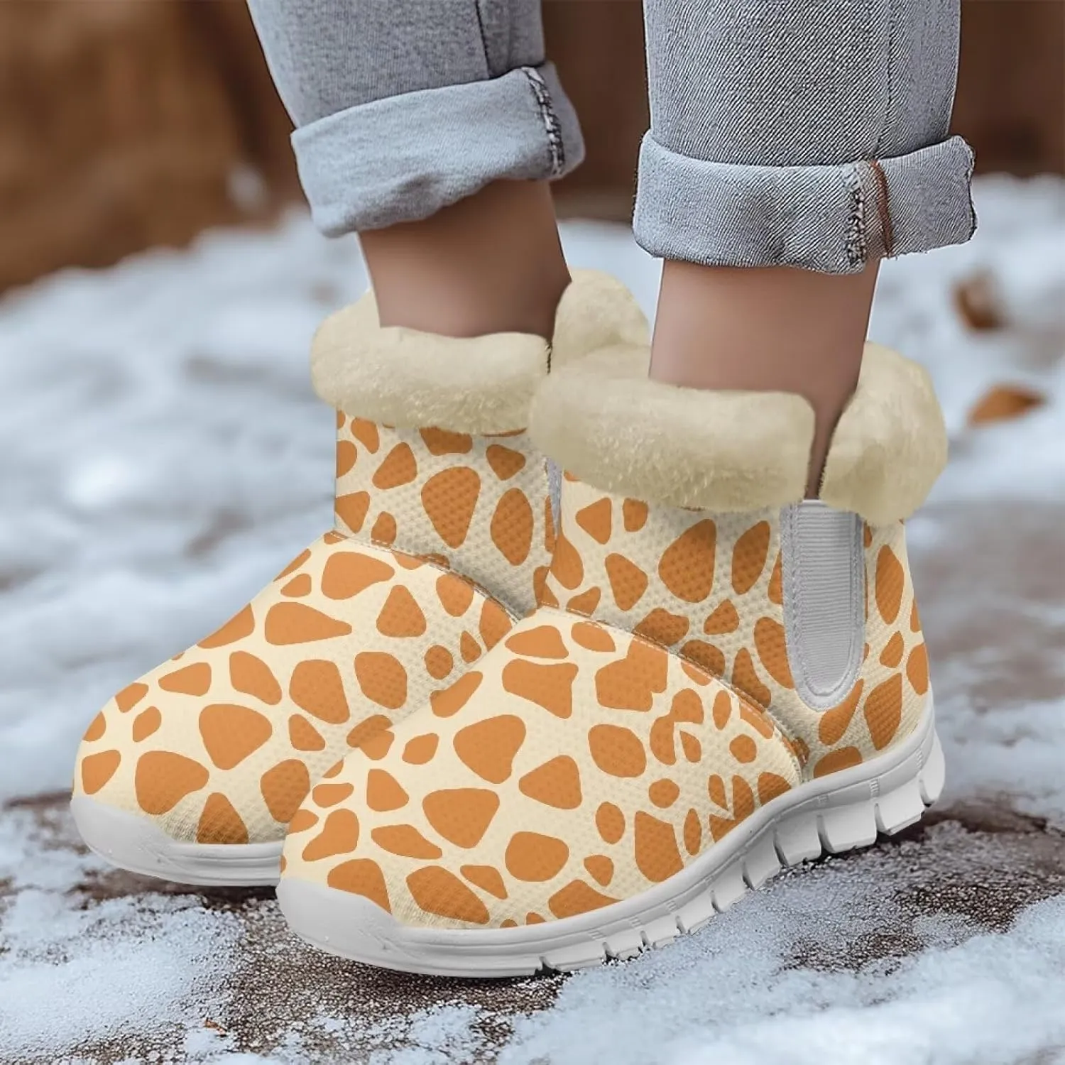 Coloranimal Womens Booties Winter Boots Womens Fuzzy Boots Winter Shoes Warm Fur Lined Snow Boots with Anti Skid Sole Walking Boots