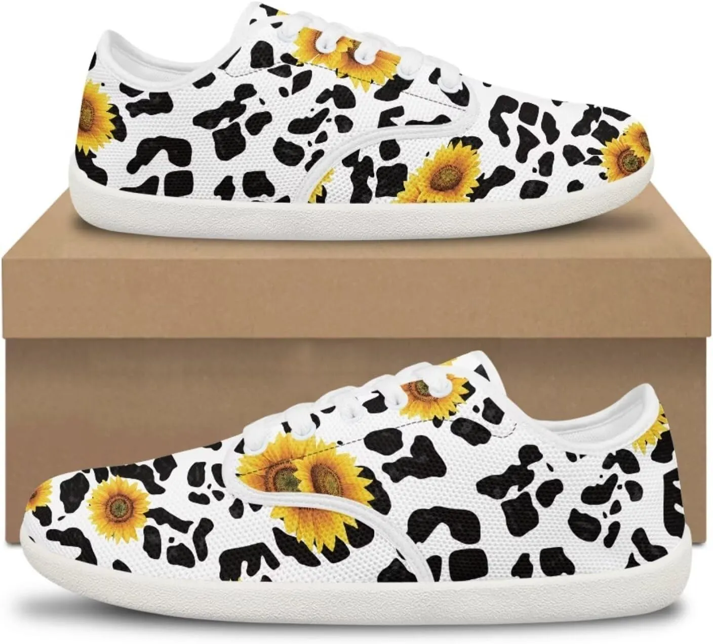 Coloranimal Womens Sneakers Barefoot Shoes Women Casual Walking Shoes Lace Up Shoes Wide Toe Box Shoes Fashion Sneakers Lightweight Footwear