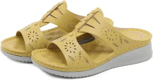 Comfy Fit Orthopedic Sandals for Women Summer Hollow Open Toe Slip On Casual Wedges Arch Support Walking Sandals Beach Shoes