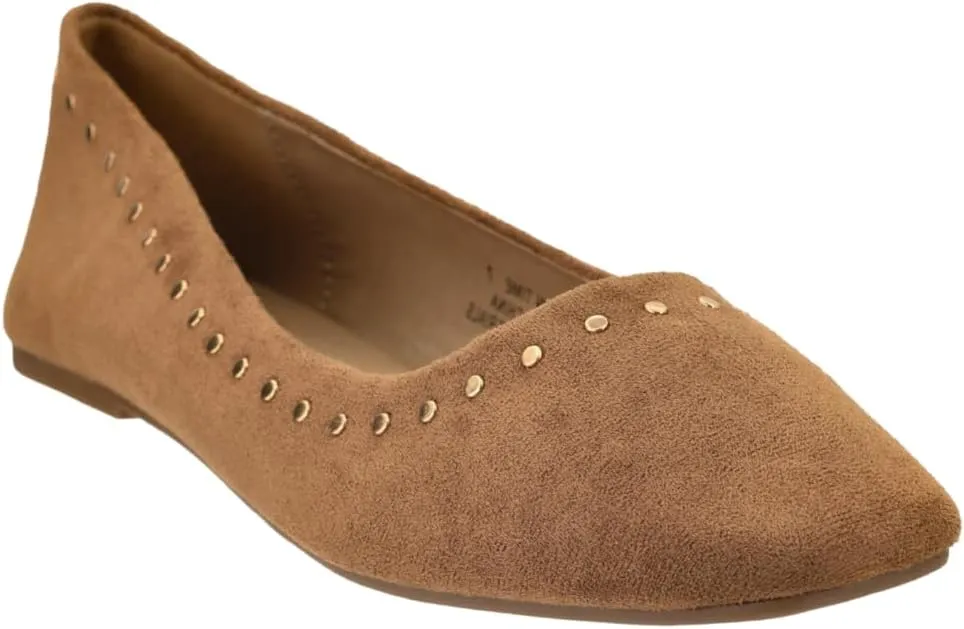 Corkys Footwear Just in Time Flats Black with Cushioned Insoles, Eye-Catching Stud Embellishments, Sophisticated Square Toe Design - Chic and Comfortable