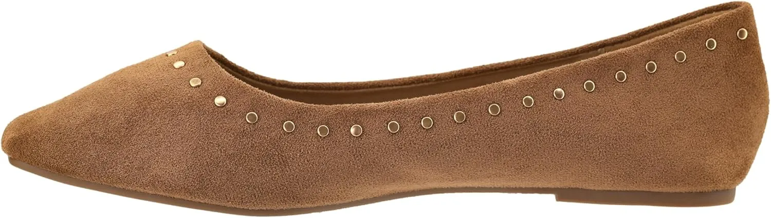 Corkys Footwear Just in Time Flats Black with Cushioned Insoles, Eye-Catching Stud Embellishments, Sophisticated Square Toe Design - Chic and Comfortable