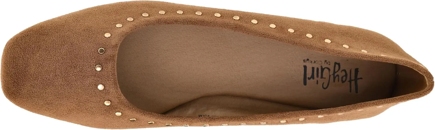 Corkys Footwear Just in Time Flats Black with Cushioned Insoles, Eye-Catching Stud Embellishments, Sophisticated Square Toe Design - Chic and Comfortable
