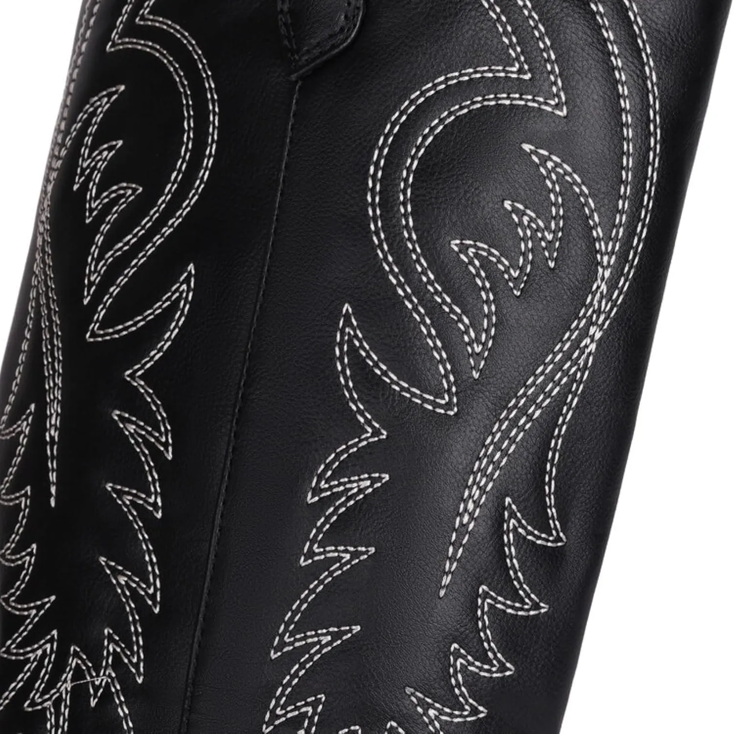 Cowboy Boots for Women, Wide Calf Knee High Cowgirl Boots with Side Zipper and Sparkly Glitter Embroidery, Mid Heel Retro Fashion Tall Cowgirl Boot Pull On for Ladies-Black||40