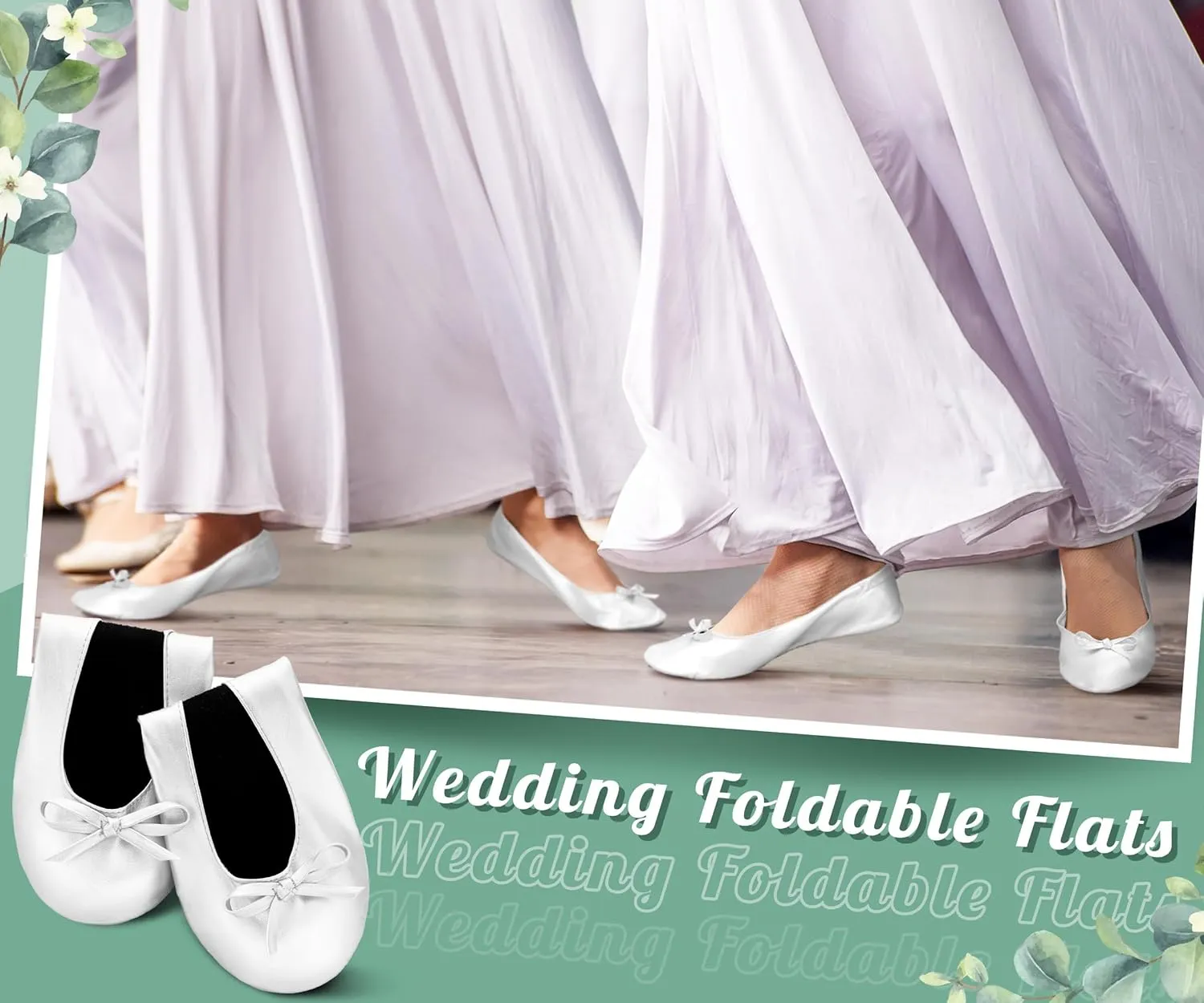 Cuffbow 12 Pairs Wedding Foldable Flats Dancing Shoes Rollable Ballet Flats Bulk Party Wedding Slippers Bridesmaids Guests
