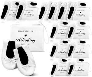 Cuffbow 12 Pairs Wedding Foldable Flats Dancing Shoes Rollable Ballet Flats Bulk Party Wedding Slippers Bridesmaids Guests