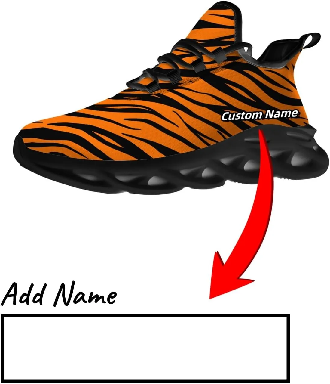 Custom Tiger Sneakers Men Women Running Shoes Add Name Lightweight Walking Tennis Shoes Gifts for Men Women