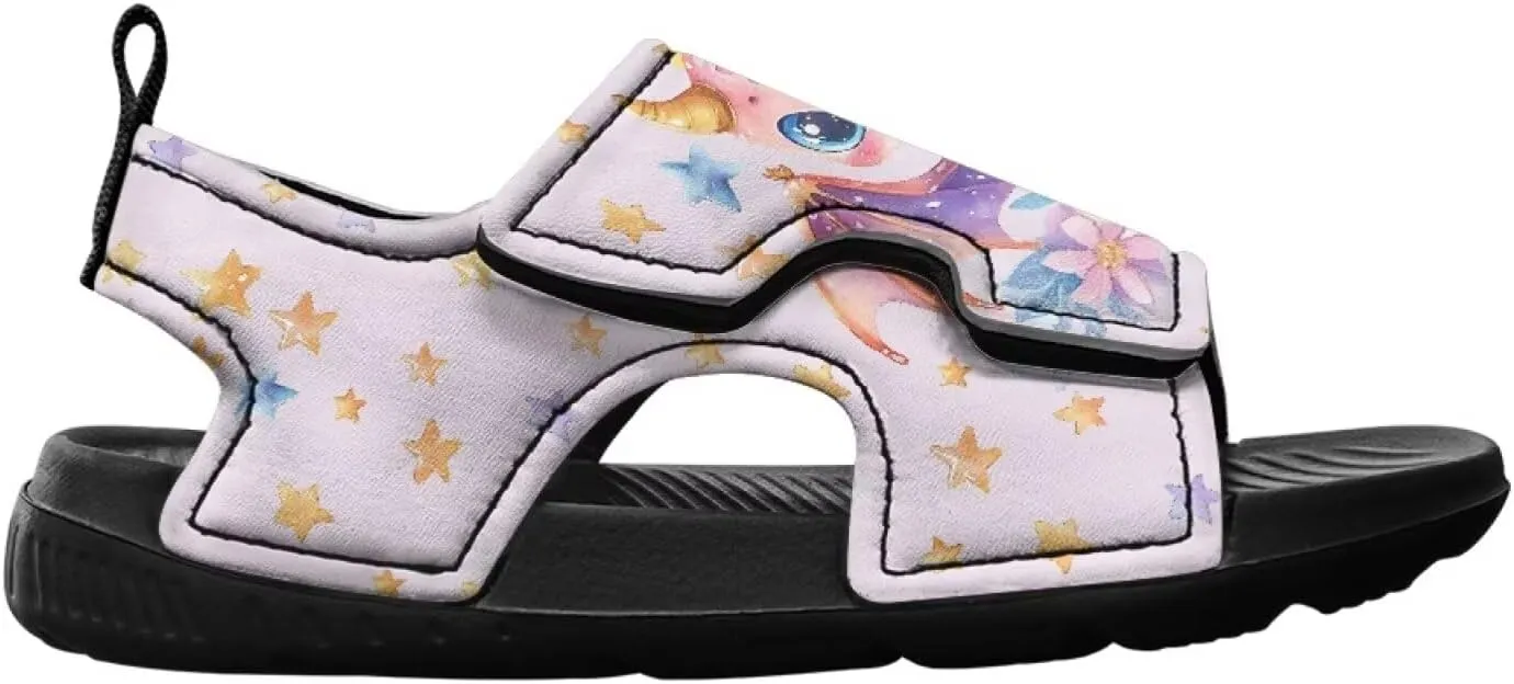 Cute Axolotl Kids Open Toe Slides Girls Boys Slip On Slide Sandals With Adjustable Strap Non-Slip Shower Shoes