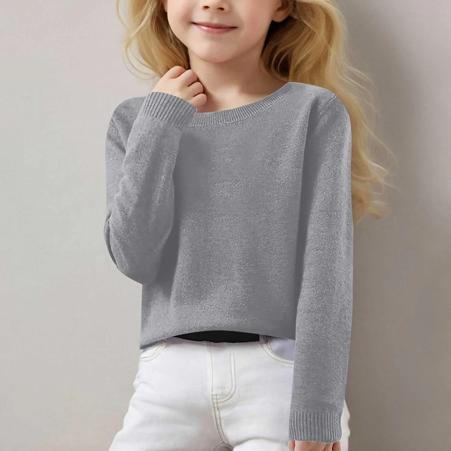 Cute Sweaters for Teen Girls Lightweight Crewneck Knit Pullovers Casual Loose Soft Kids Long Sleeve Tops Spring 6-15T