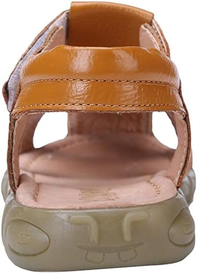 DADAWEN Boy's Girl's Leather Closed Toe Outdoor Sport Sandals (Toddler/Little Kid/Big Kid)