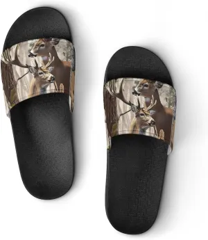 Deer Camouflage Hunting House Sandals Non Slip Slippers Quick Drying Bathroom Shower Shoes for Women Men