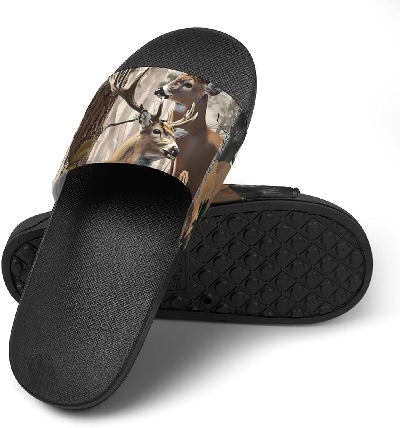 Deer Camouflage Hunting House Sandals Non Slip Slippers Quick Drying Bathroom Shower Shoes for Women Men