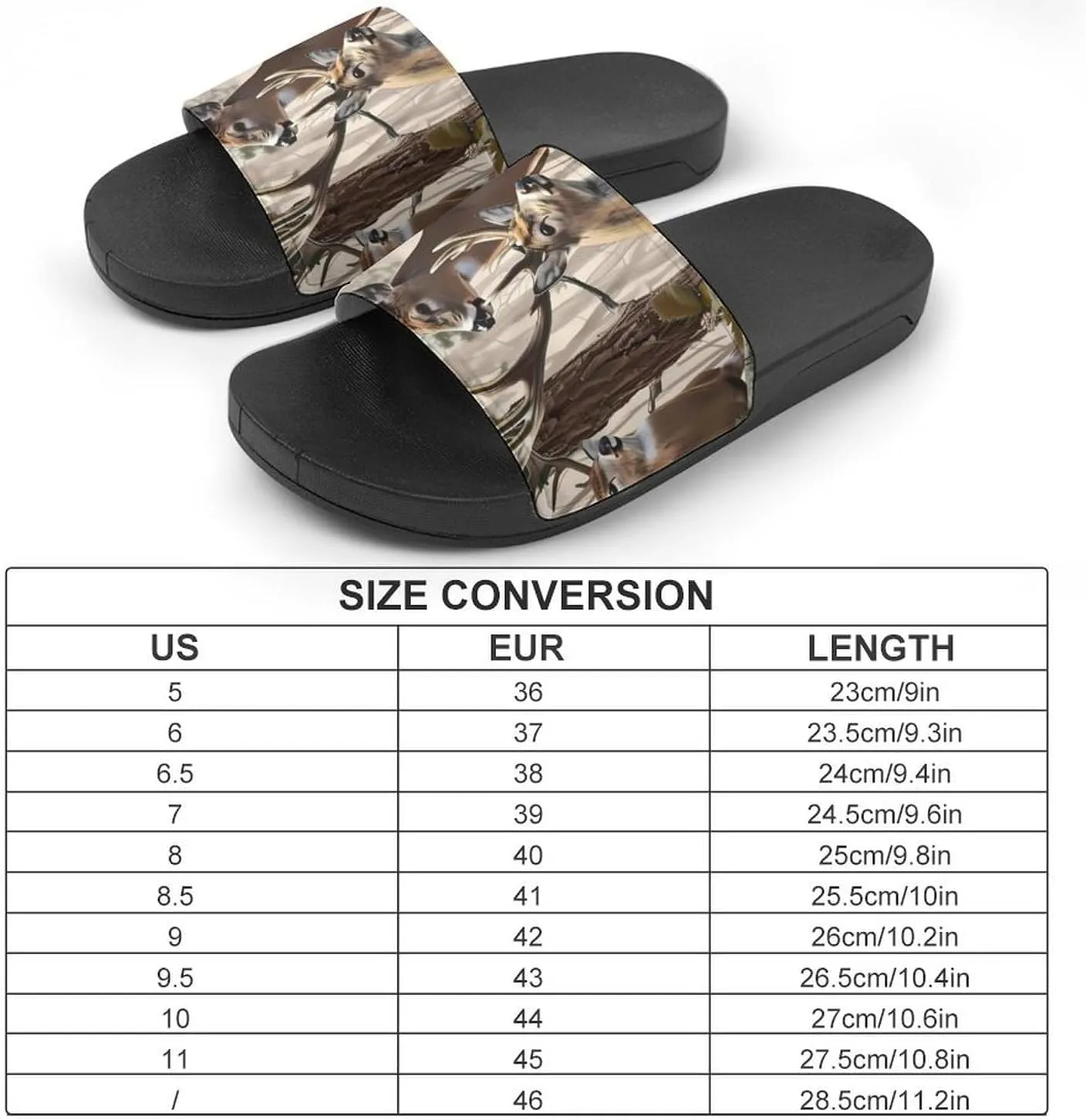 Deer Camouflage Hunting House Sandals Non Slip Slippers Quick Drying Bathroom Shower Shoes for Women Men