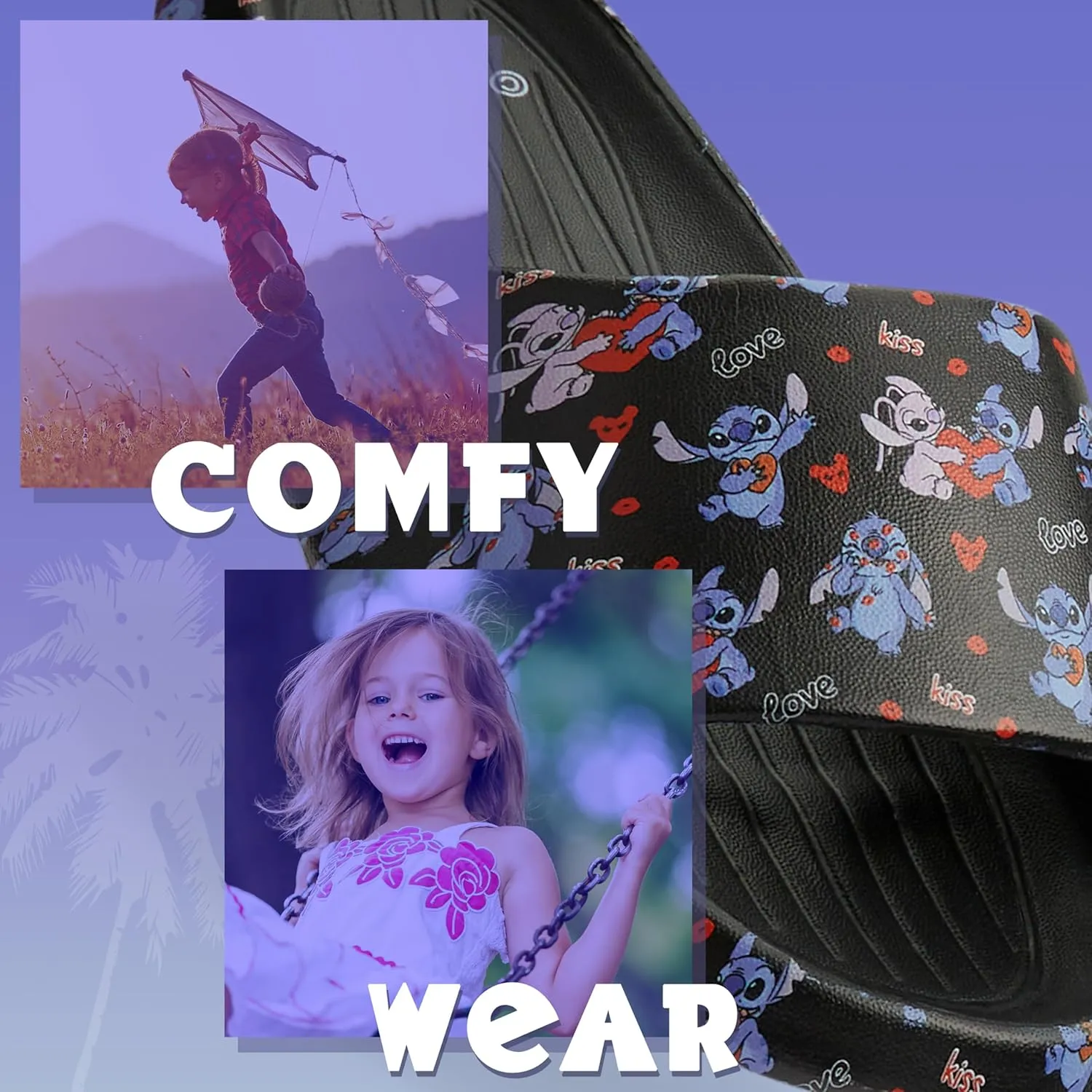 Disney Stitch Girls Sliders, Beach or Pool Shoes for Kids - Stitch Gifts