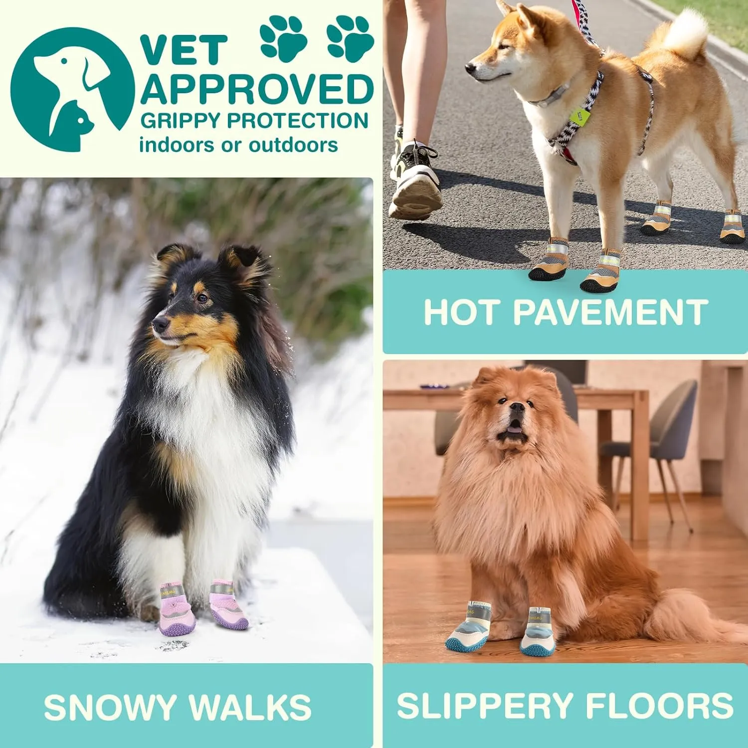 Dog Shoes for Small Dogs, Medium Dog Boots & Paw Protectors for Winter Snow, Waterproof Dog Booties for Hot Pavement, Hardwood Floors, for Rainy Black Size 2