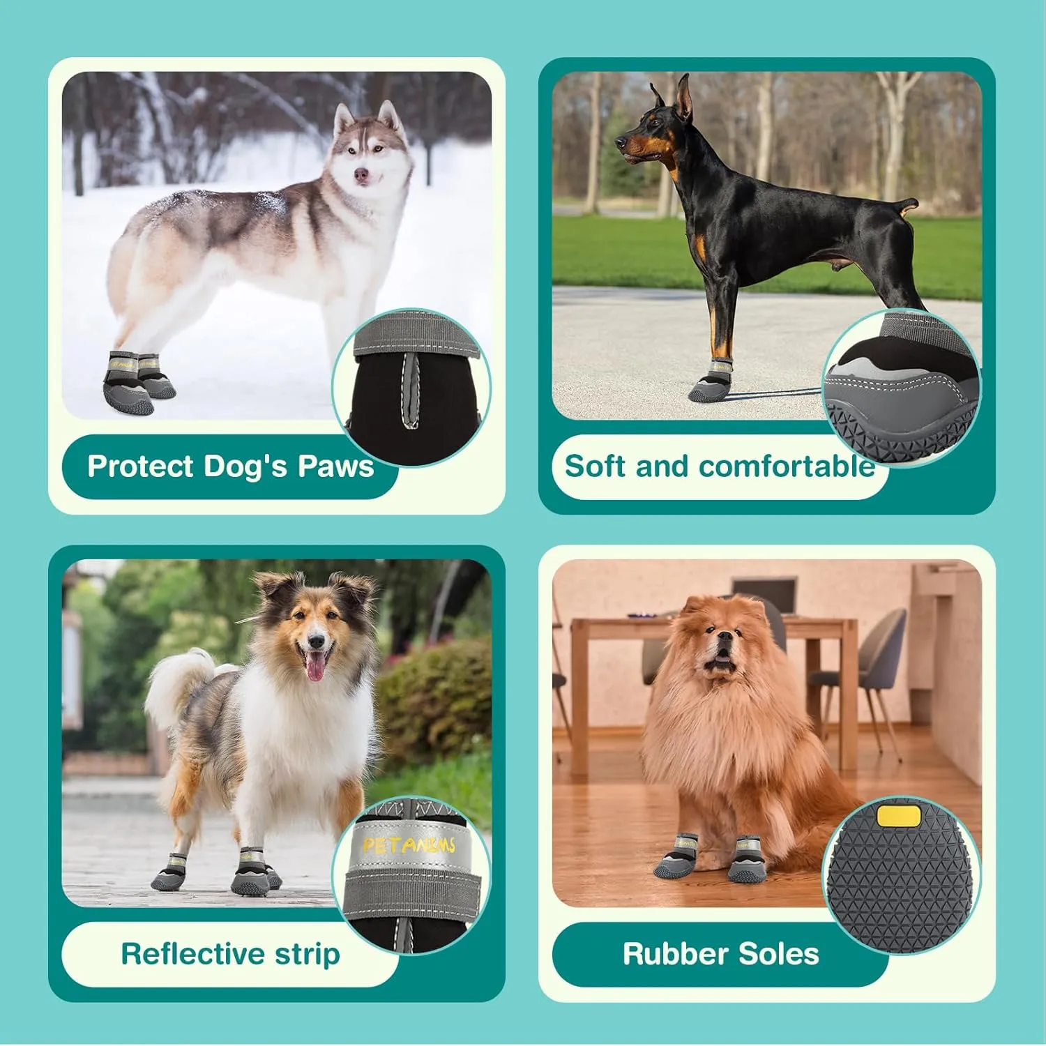 Dog Shoes for Small Dogs, Medium Dog Boots & Paw Protectors for Winter Snow, Waterproof Dog Booties for Hot Pavement, Hardwood Floors, for Rainy Black Size 2