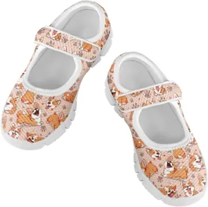 Dog Theme Girls Mary Jane Shoes Breathable Comfort Casual Sneaker for Little/Big Girl,Ballet Flat School Wedding Party Shoes
