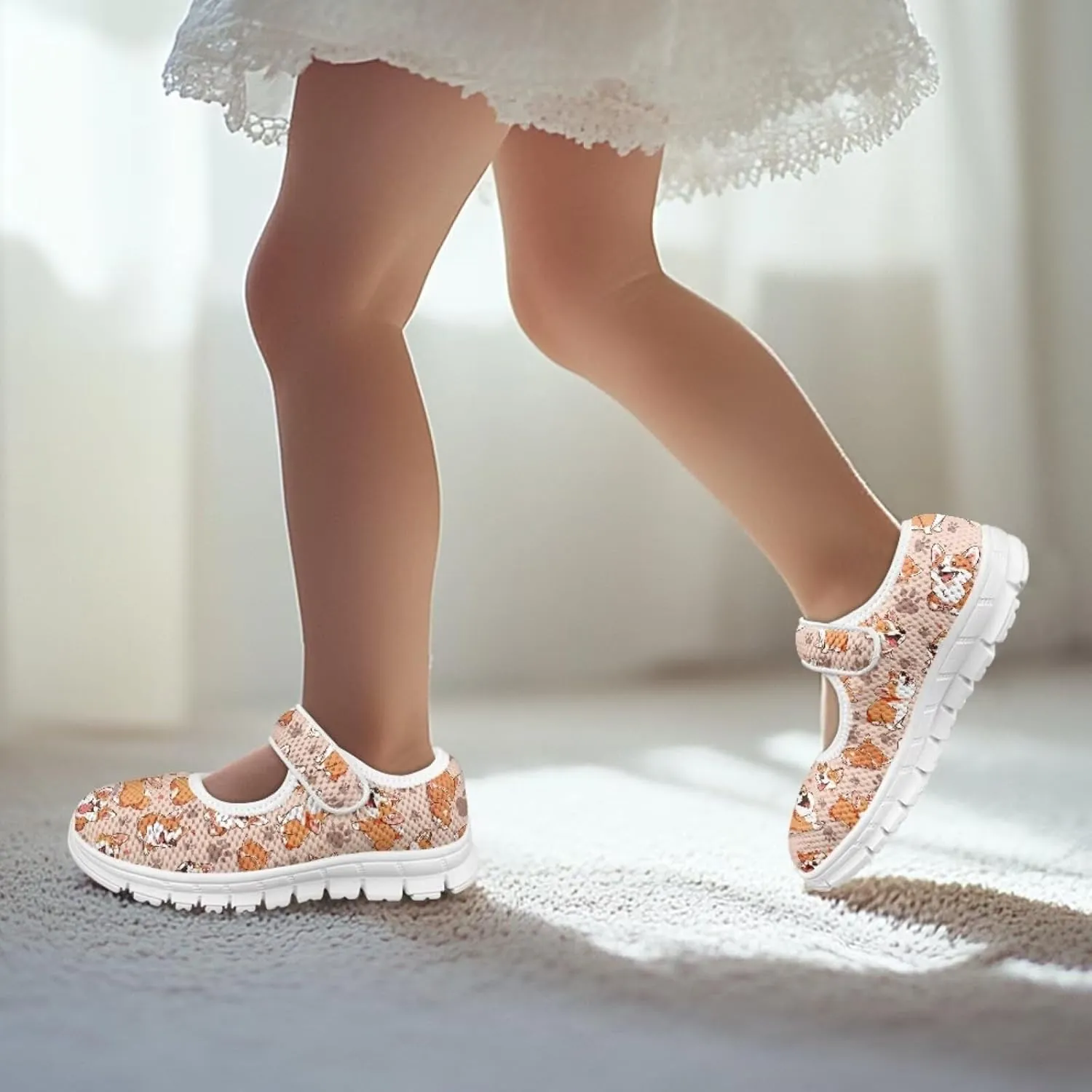 Dog Theme Girls Mary Jane Shoes Breathable Comfort Casual Sneaker for Little/Big Girl,Ballet Flat School Wedding Party Shoes