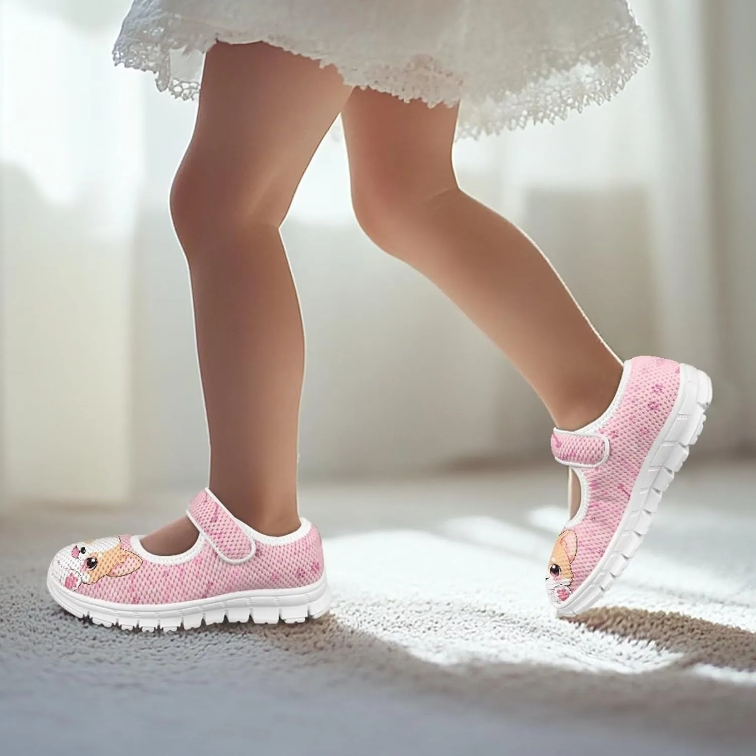 Dog Theme Girls Mary Jane Shoes Breathable Comfort Casual Sneaker for Little/Big Girl,Ballet Flat School Wedding Party Shoes
