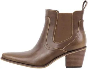 dollkiss Women's Pointed Toe Ankle Boots Block Heel Chelsea Cowboy Booties