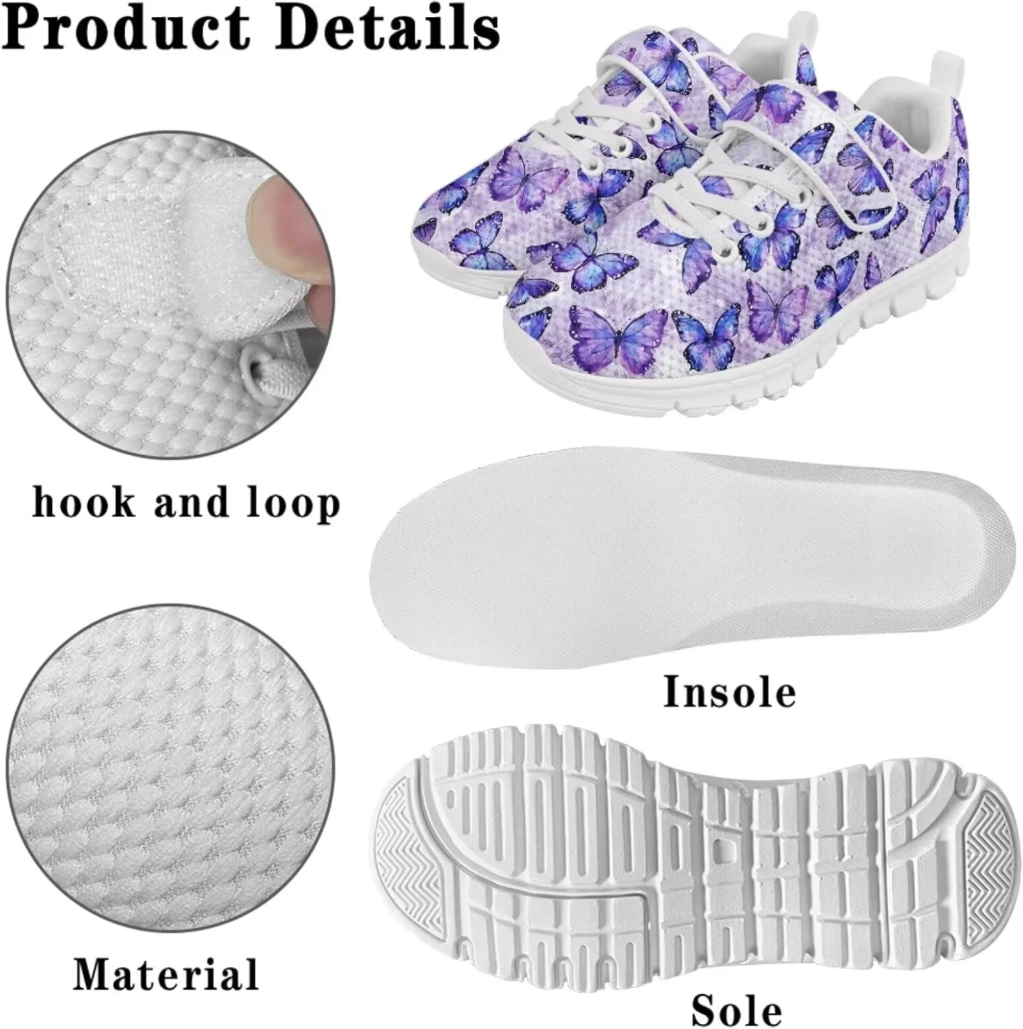 Doojoayie Slip On Shoes for Girls Soft Sole School Tennis Shoes Hook and Loop