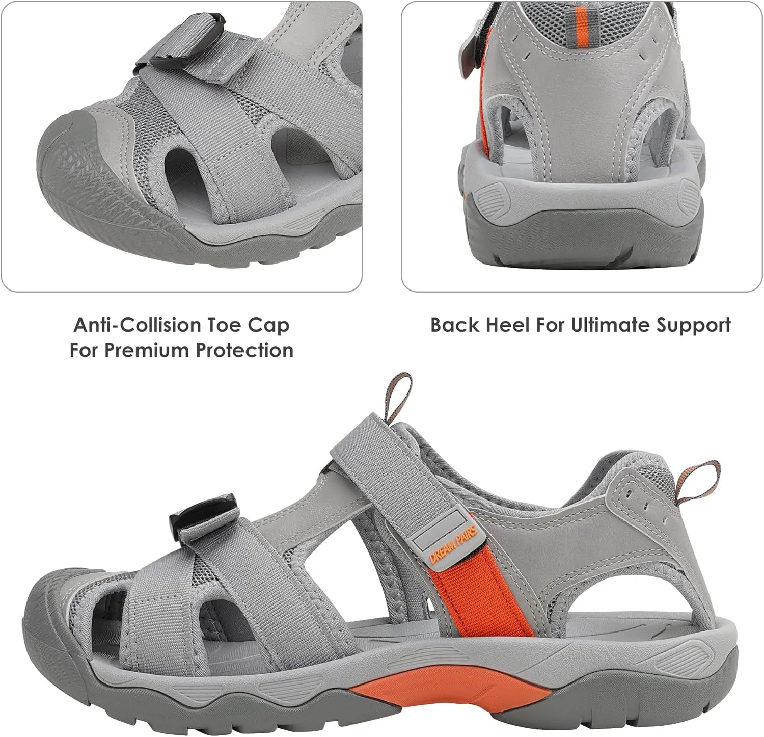 DREAM PAIRS Men’s Sport Outdoor Hiking Sandals Closed Toe Athletic Adventure Beach Fisherman Water Sandals