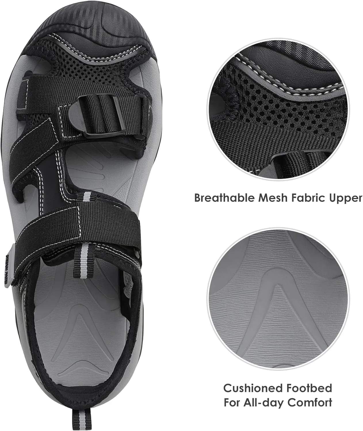DREAM PAIRS Men’s Sport Outdoor Hiking Sandals Closed Toe Athletic Adventure Beach Fisherman Water Sandals