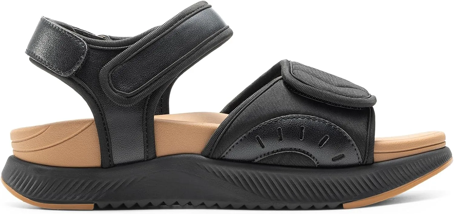 DREAM PAIRS Walking Sandals Women Arch Support Platform Sandals Comfortable Open Toe Hiking Summer Shoes Lightweight Outdoor Athletic Sport Water Sandals