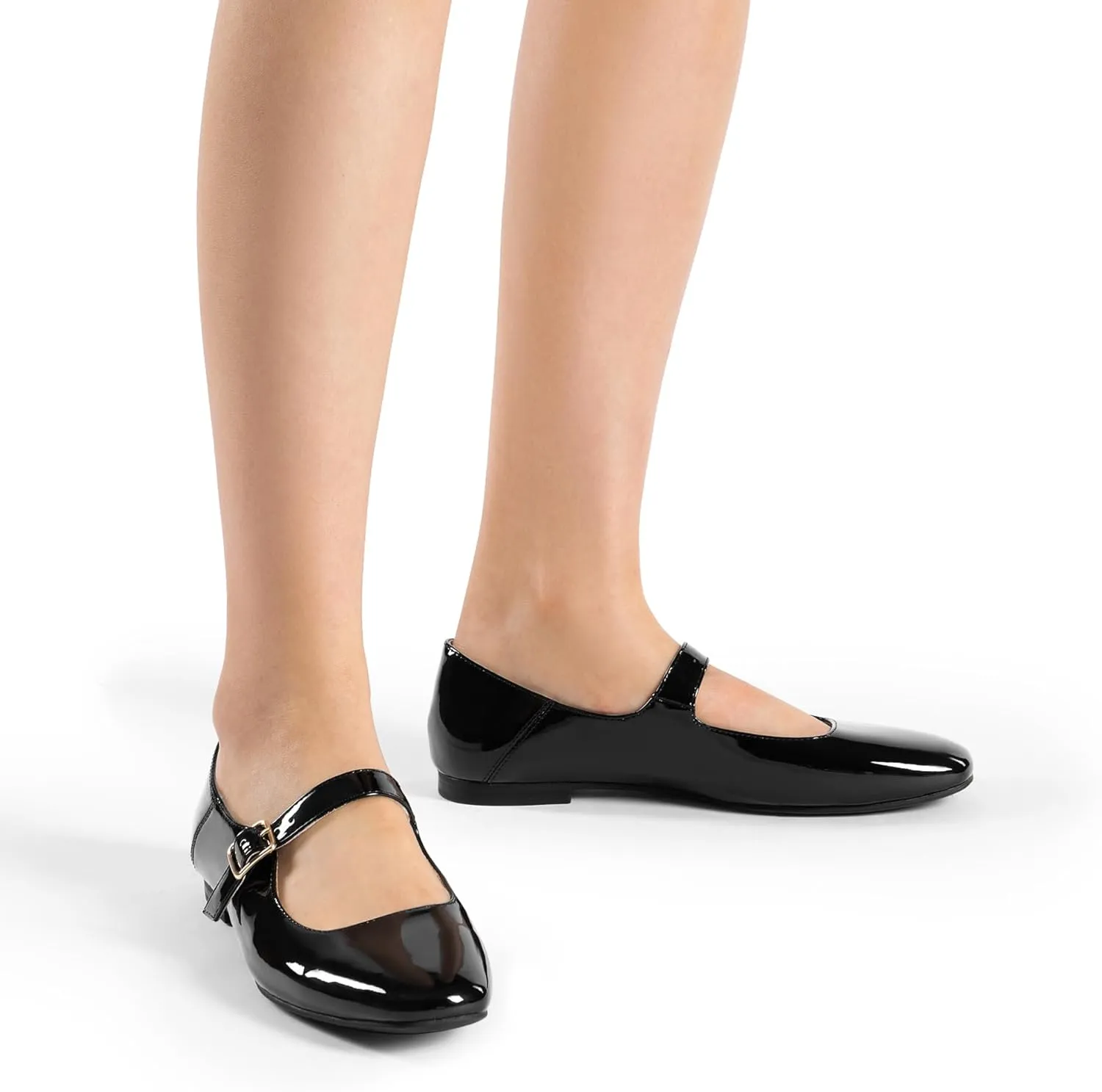 DREAM PAIRS Women's Flats Square Toe Mary Jane Flats Comfortable Casual Slip On Dress Shoes Ballet Flats with Buckle Strap Casual Work Office Mary Jane Shoes