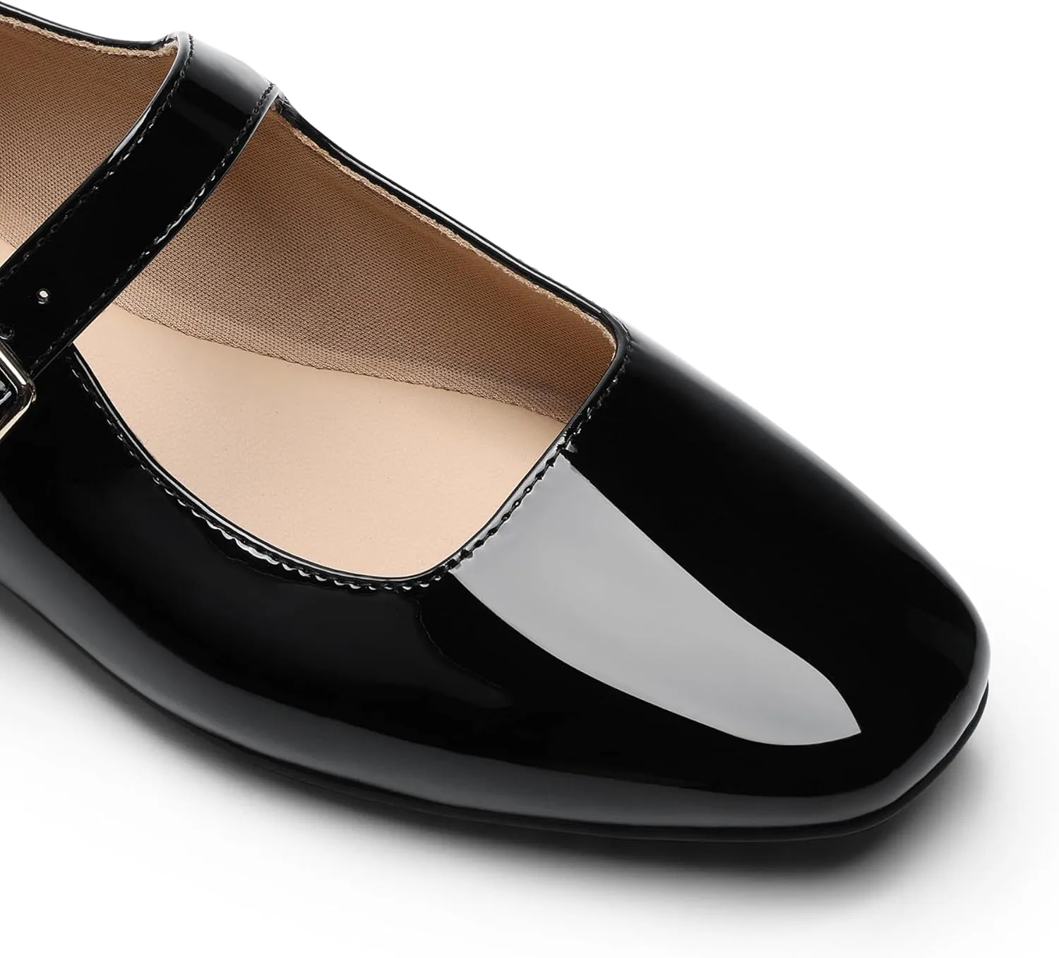 DREAM PAIRS Women's Flats Square Toe Mary Jane Flats Comfortable Casual Slip On Dress Shoes Ballet Flats with Buckle Strap Casual Work Office Mary Jane Shoes