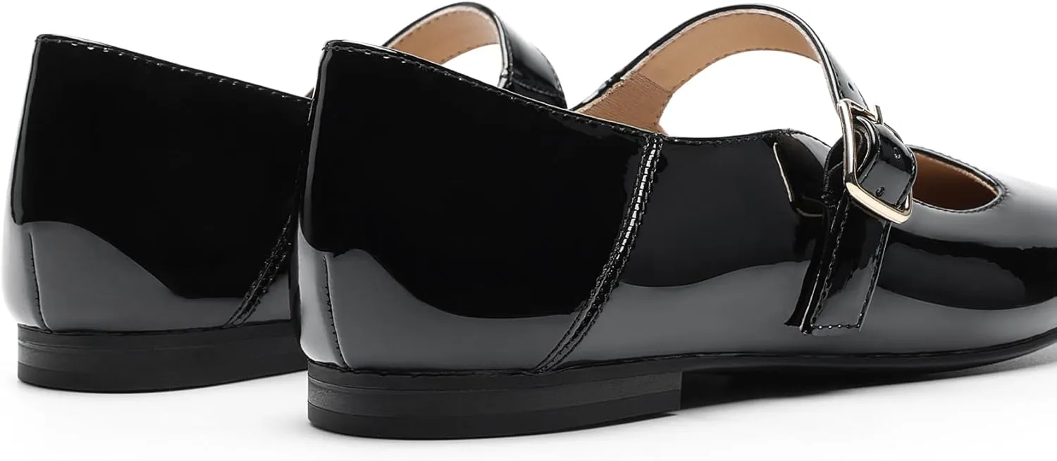 DREAM PAIRS Women's Flats Square Toe Mary Jane Flats Comfortable Casual Slip On Dress Shoes Ballet Flats with Buckle Strap Casual Work Office Mary Jane Shoes