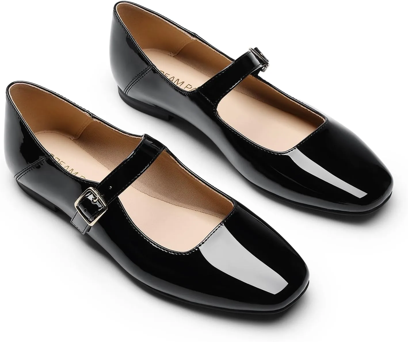 DREAM PAIRS Women's Flats Square Toe Mary Jane Flats Comfortable Casual Slip On Dress Shoes Ballet Flats with Buckle Strap Casual Work Office Mary Jane Shoes