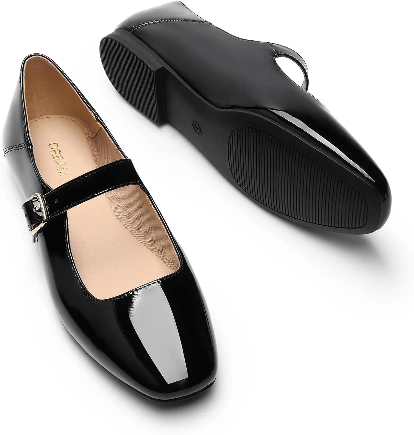 DREAM PAIRS Women's Flats Square Toe Mary Jane Flats Comfortable Casual Slip On Dress Shoes Ballet Flats with Buckle Strap Casual Work Office Mary Jane Shoes