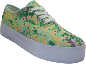 E-777 Women's Platform Sneakers Canvas Lace Up High Wedge Fashion Comfort Casual Shoes Black, White, Grey, Daisy