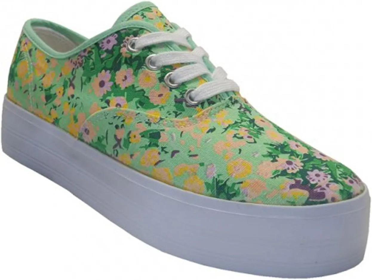 E-777 Women's Platform Sneakers Canvas Lace Up High Wedge Fashion Comfort Casual Shoes Black, White, Grey, Daisy