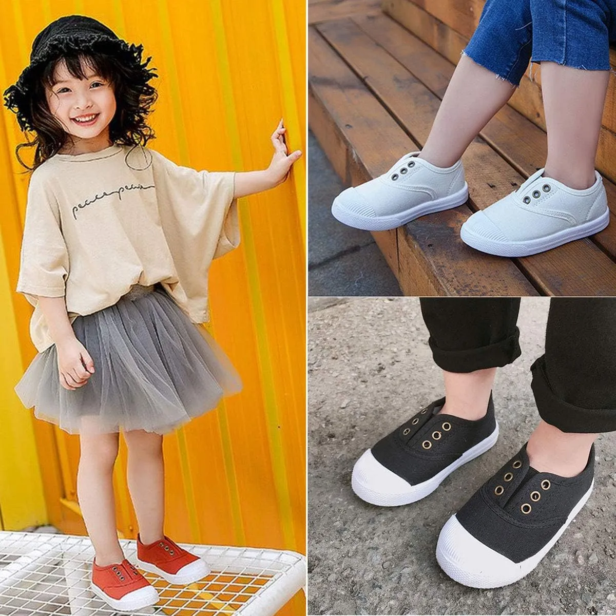E-FAK Toddler Shoes Boys Girls Canvas Sneaker Slip-On Kids Shoes Light Weight Fashion Casual Running Shoes(Toddle/Little Kids/Baby)