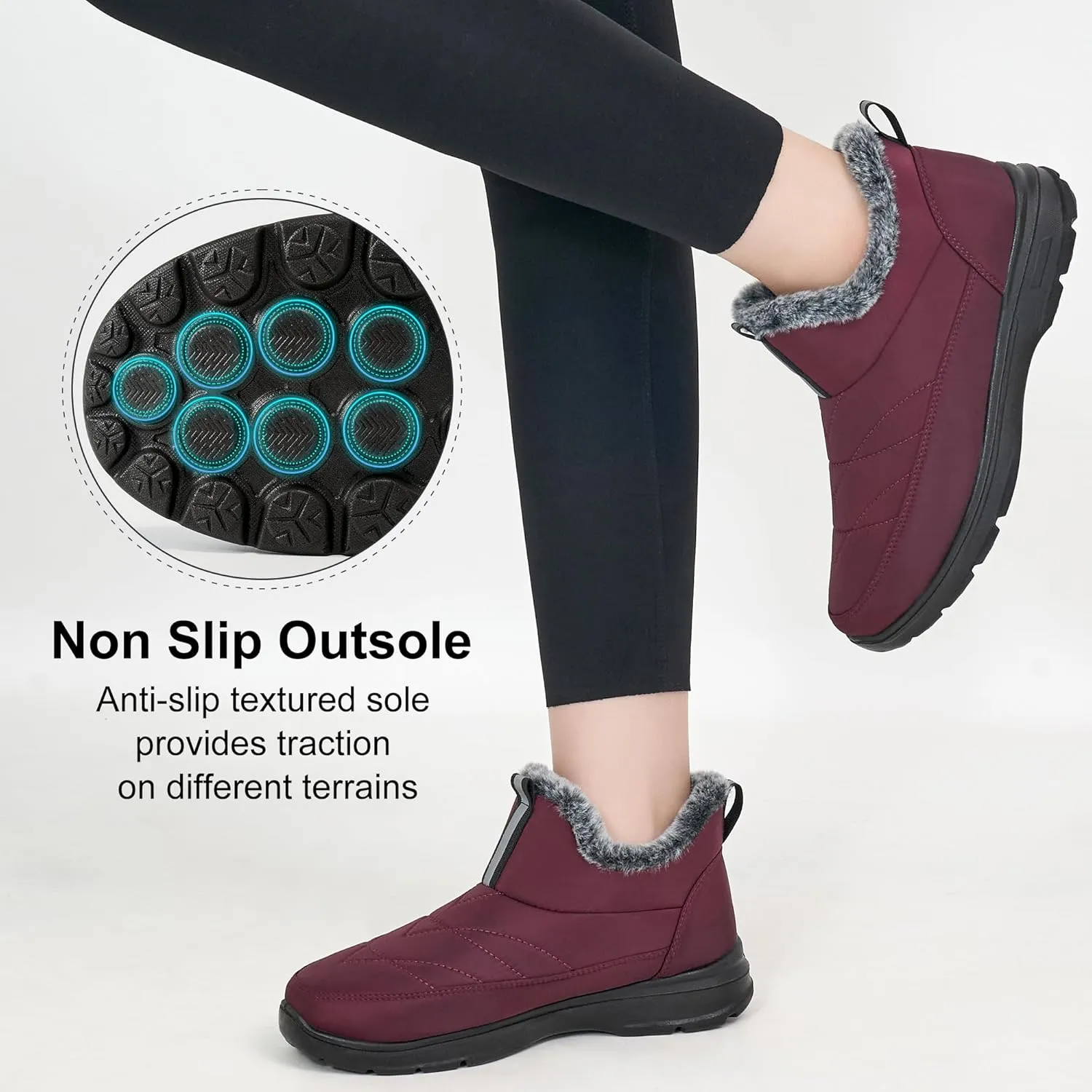 Ecetana Womens Boots Snow Winter Shoes Warm Ankle Booties with Fur Lined Comfortable Outdoor Waterproof Slip on Boots for Women