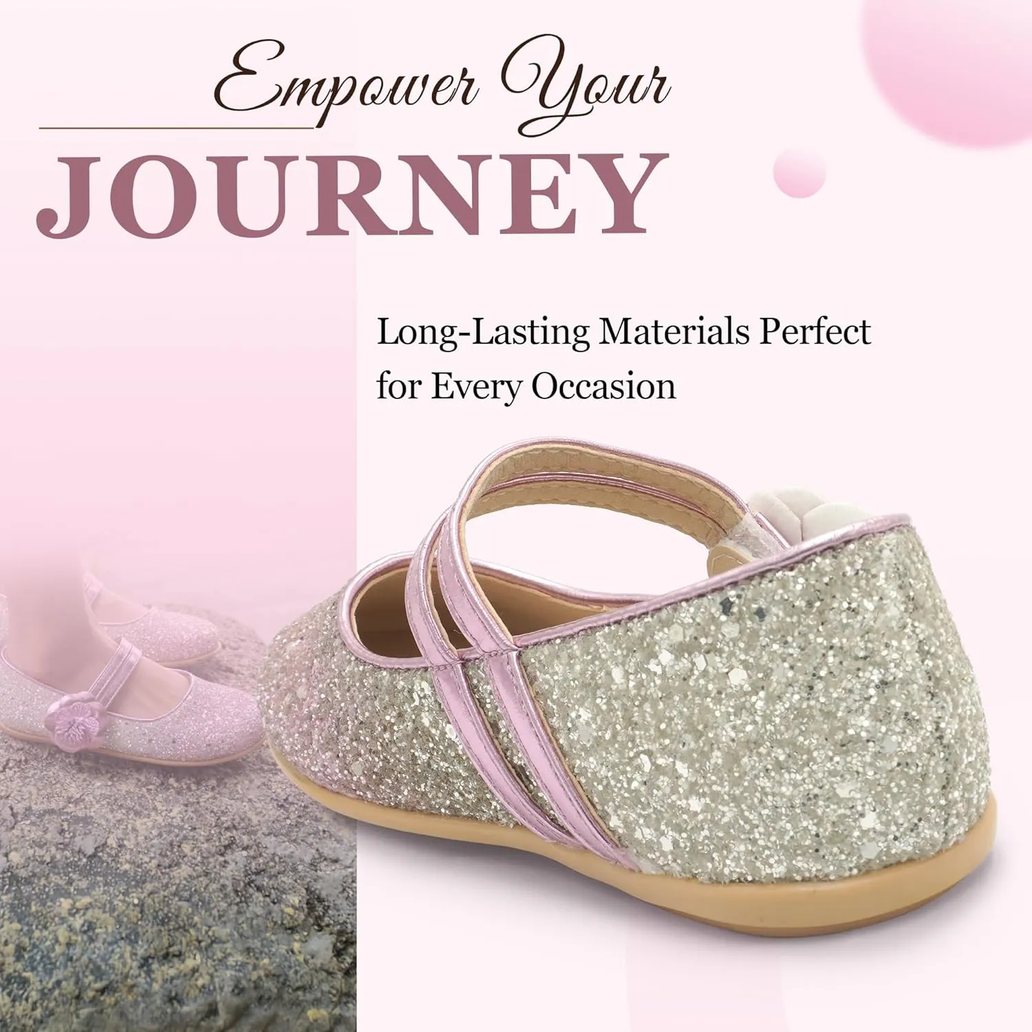 EIGHT KM Toddler Girls Dress Shoes – Girls Mary Jane Shoes | Mary Jane Flats - Ballet Flats – Party, Flower Girl, Wedding Dress Shoes for Girls – Comfortable & Non-Slip Design for Ages up to 7