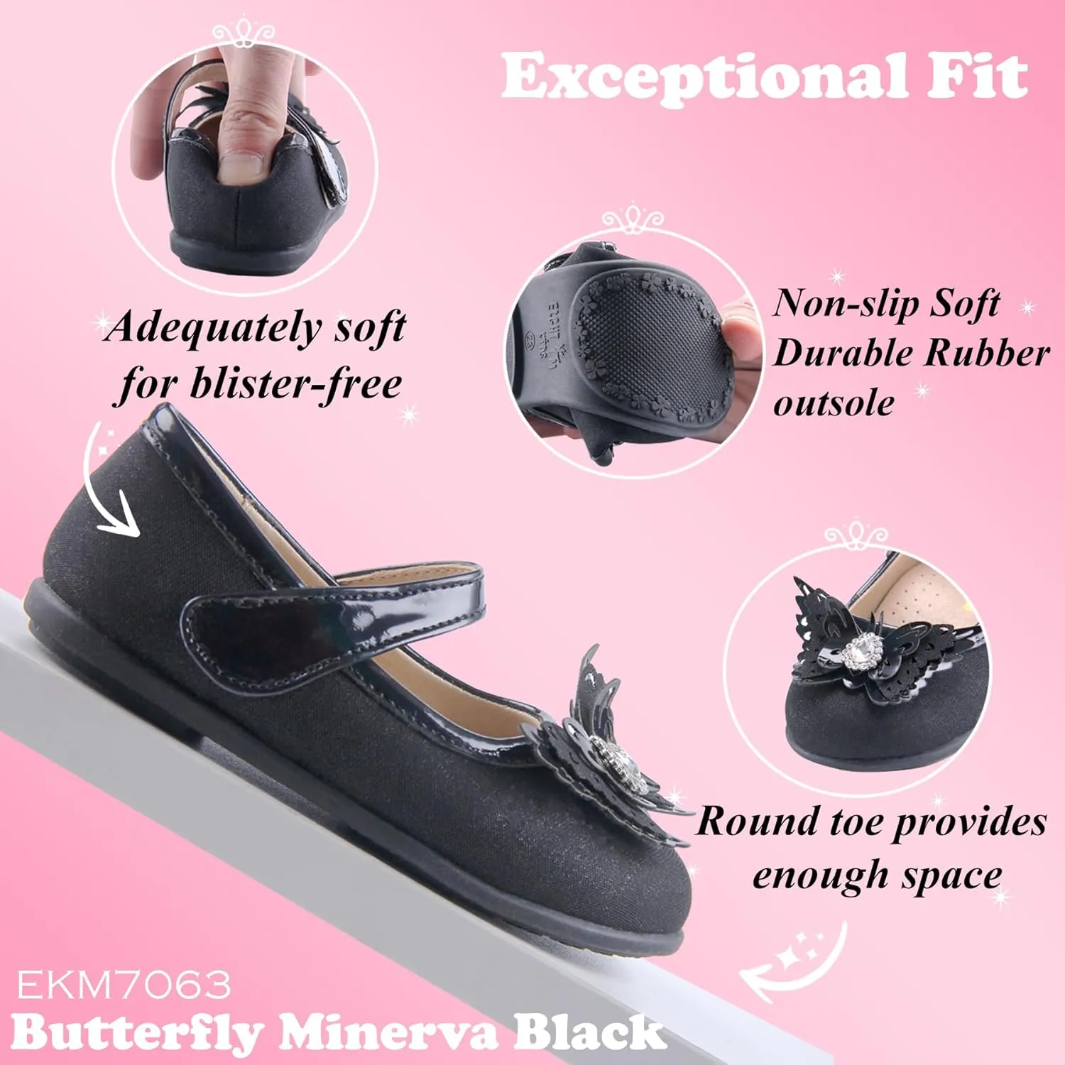 EIGHT KM Toddler Girls Dress Shoes – Girls Mary Jane Shoes | Mary Jane Flats - Ballet Flats – Party, Flower Girl, Wedding Dress Shoes for Girls – Comfortable & Non-Slip Design for Ages up to 7