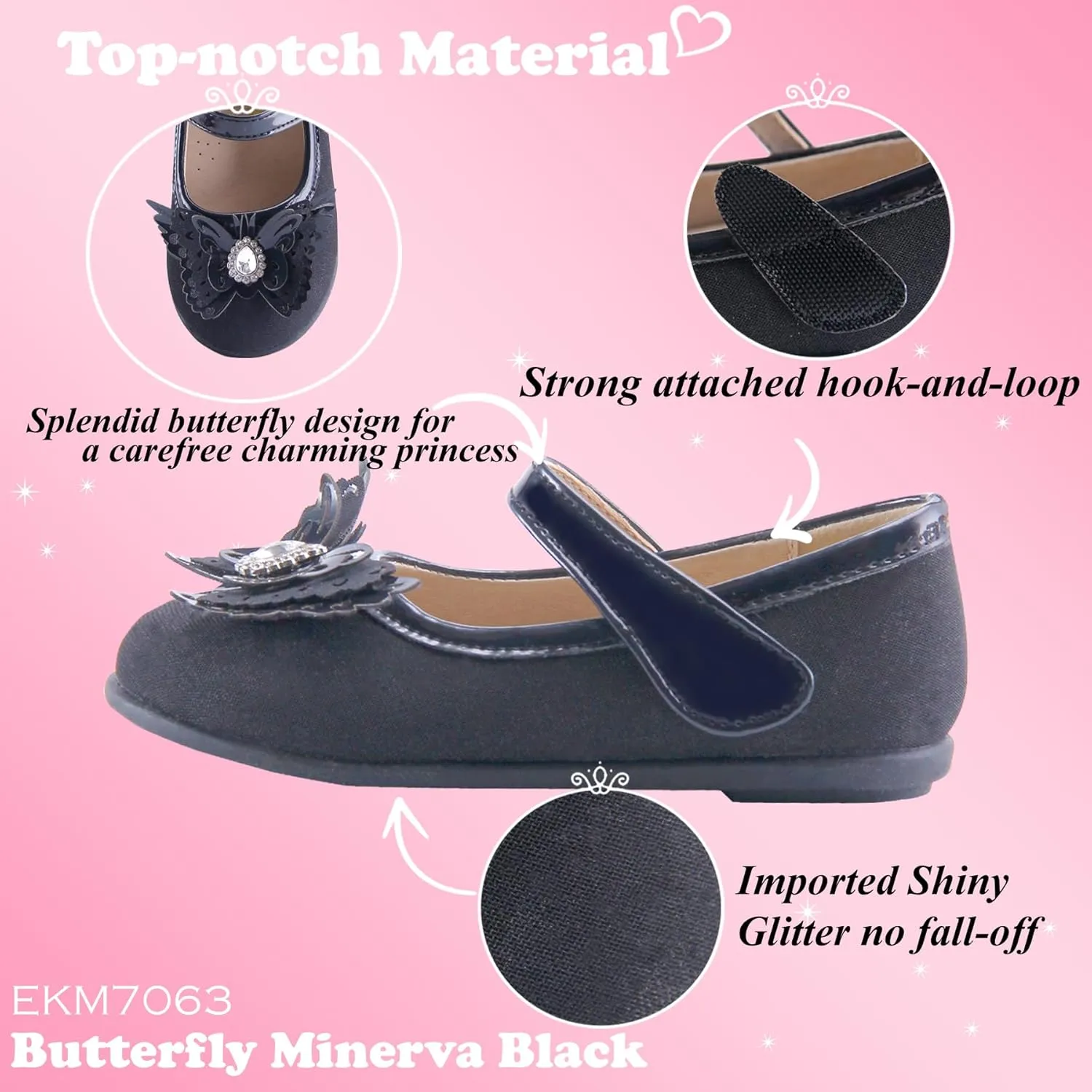 EIGHT KM Toddler Girls Dress Shoes – Girls Mary Jane Shoes | Mary Jane Flats - Ballet Flats – Party, Flower Girl, Wedding Dress Shoes for Girls – Comfortable & Non-Slip Design for Ages up to 7